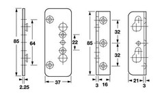 Bed Fitting, 85mm Yellow galvanized Bracket Rail Fastener SET (4 MALE 4 FEMALE)