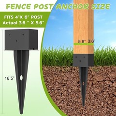 3 Pcs 4×6 Fence Post Anchor Ground Spike 16.5 Heavy Duty Metal Fence Stake