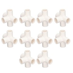 White 10 Pcs PVC Pipe Fitting 20mm 5 Way Right Angle 3 Dimensional Elbow