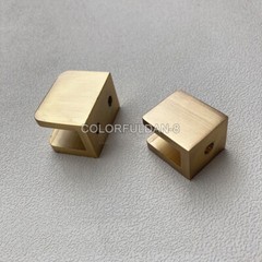 6PCS Glass Clamps Brass Bathroom Shelf Holder Brackets Clip U-Clamp Brushed Gold