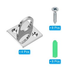 Pad Eye Plate U Hooks, 4 Pack Metal Ceiling Hook Wall Mount Loop Silver
