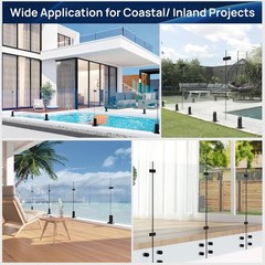 Glass Railing Clamp Stainless Steel Black 180 Degree Fence Pool Balustrade