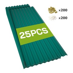 25 PCS Roof Panels Plastic Hardware Roofing Sheets Wall Panels Waterproof Green
