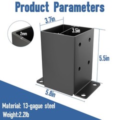 4×4 Post Base 2 Pcs, Heavy Duty Post Anchor with Anti-Corrosive Partition, Inner