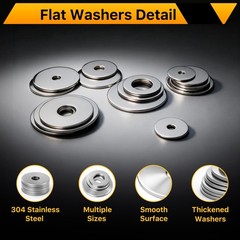 Nuepuxo 108PCS Flat Washers Assortment Kit, 304 Stainless Steel 1.18 inches