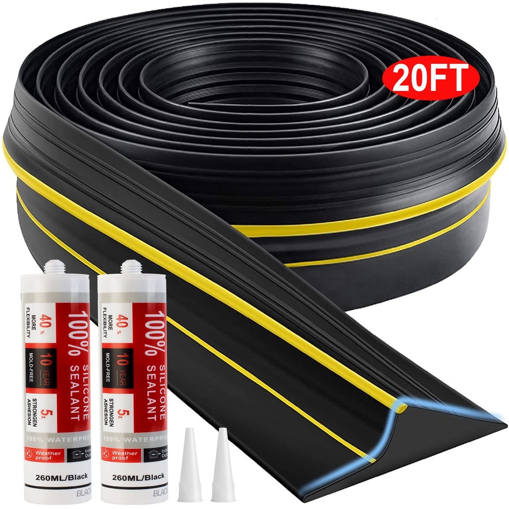 Jin&Bao Universal Garage Door Threshold Seal Strip 20FT Kit, 20 Feet, Yellow