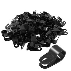 100 Pcs Black R-Type Cable Clip 3/8 Inch Nylon Plastic R Type Wire Clamp for …