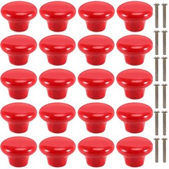 MAHIONG 20 Pack Red Ceramic Cabinet Knobs, 1.26Inch/32mm Drawer Dresser
