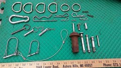 24OO12 ASSORTED HARDWARE PINS, CLIPS, RINGS, 2 DOZEN PIECES, GOOD CONDITION