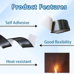 Black Rubber Strip Roll 1/8 Inch Thick 2 Inches Wide 10 Feet Long Self Adhesive