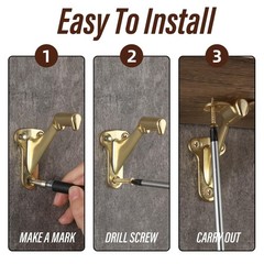 3 PCS 3″ Heavy Duty Staircase Hand Rail Bracket Support Bright Brass Screws