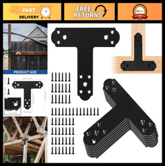 12Pcs T Post Brackets – 4mm Thick Mending Plates for Wood, Furniture & Truss Rep