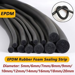 Black EPDM Rubber Foam Sealing Strip Round Bar For Cabinet Door Seal 5mm-20mm