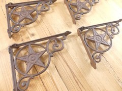 4 Cast Iron Star Brackets Garden Braces Shelf Bracket RUSTIC Corbels Mantle