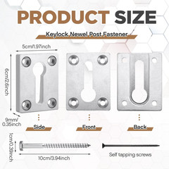 Newel Post Fastener Kit – 8 Sets for Wood Handrails on Any Surface – Silver
