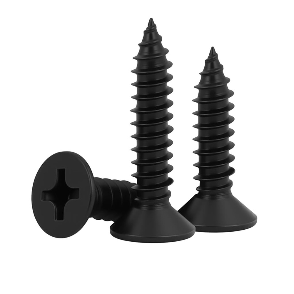 #10 x 3/4″ (100 Pack) Flat Head Sheet Metal Screws Phillips x 3/4″, Black