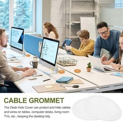 8 Pcs 2-1/16″ Desk Grommet Round Cable Grommet with Adhesive Tape White