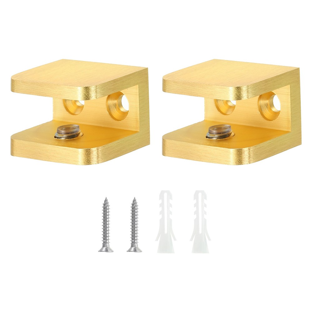 Glass Shelf Clamp, 2Pcs Glass Clip Holder Support for 10-12 mm Thick, Gold