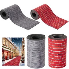 4 Pcs Christmas Village Red Brick Road, 47.2 x 4.7 Inch Miniature Street Land…