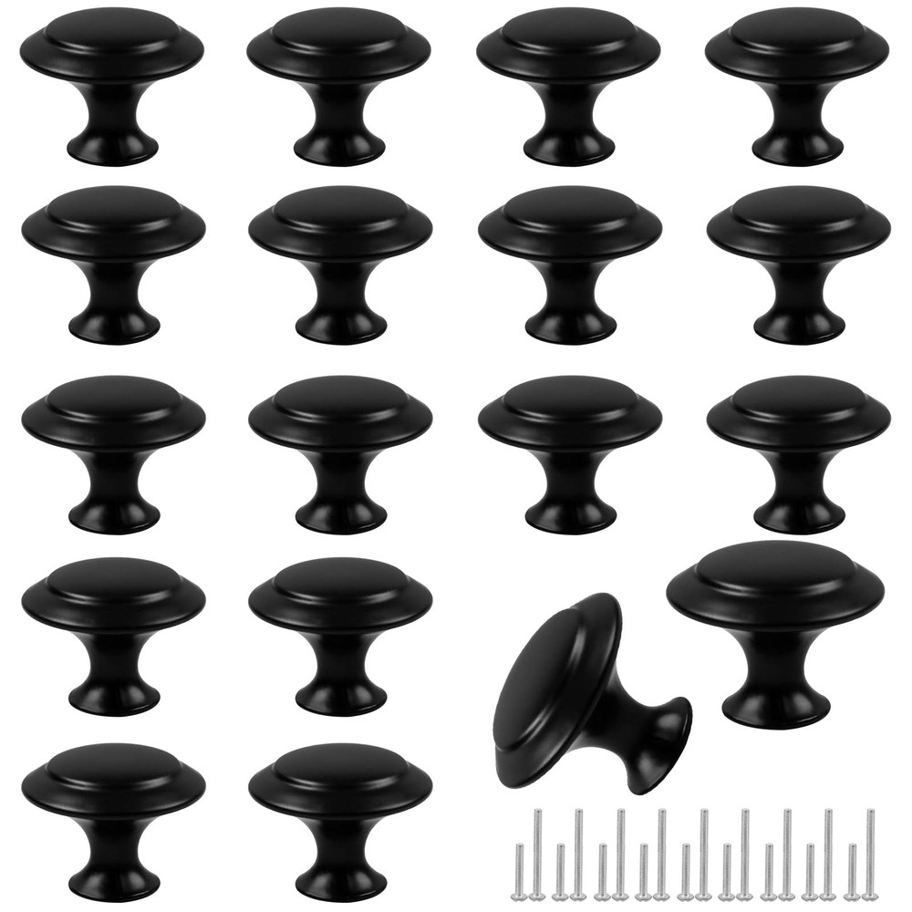 Romeda 18 Piece Drawer Hardware – Black 30mm 18 Pack, Round-type