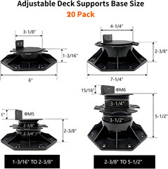 20Pack Adjustable Deck Support Pedestal, Floor Slate Support Floor Lift Deck Sup