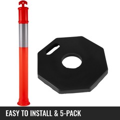 5Pack Delineator Posts 44 Inch Height, Orange PE Delineator Post Kit 10 inch