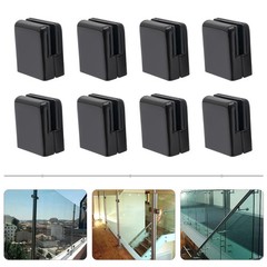 Glass Clamp Set of 8 Black 8-10mm Square For Glass Door Panel Mounting Hardware