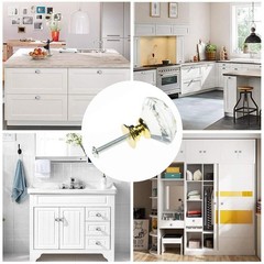 YourGift 12 Pack Drawer Knobs Diamond Shaped Crystal 30 mm, 12 Pack, Gold