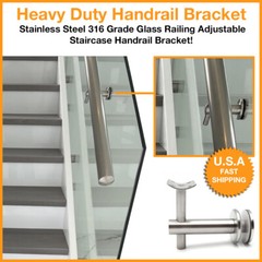 Stainless Steel 316 Grade Glass Railing Adjustable Staircase Handrail Bracket