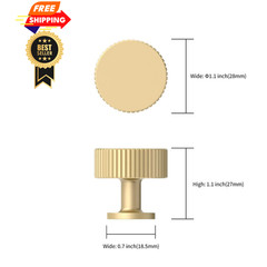 Asidrama 10 Pack Brushed Gold Kitchen Cabinet Single Hole Knob,