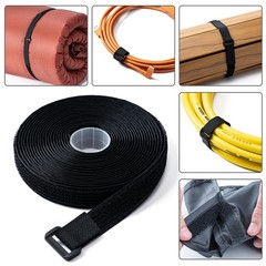 1″ x32Ft Hook and Loop Straps with 50 Plastic Buckles, Adjustable Fastening C…