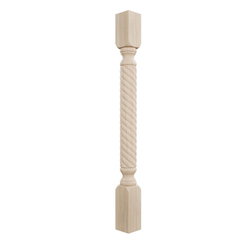 Ekena Millwork Col03X03X35Harw Hamilton Rope Cabinet Column Top Block 6 1/8