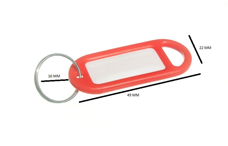 Key Anneau Tag 50mm X 20mm With Label And Split Red Pack Of 20