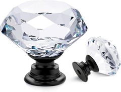 Ravinte 3 Pack Crystal Drawer Knobs – Glass Cabinet Knobs, Diamond Black