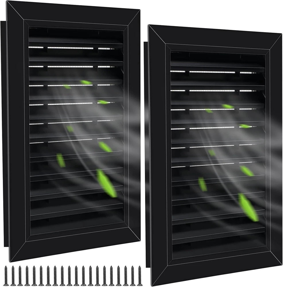 2 Pcs 12″ X 18″ Gable Vent Aluminum Alloy Wall Vents Shed Attic Vent with Screen