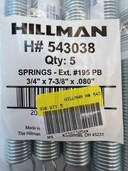 Pack of 5) Hillman Zinc Plated Extension Springs 3/4″ x 7-3/8″ x .080″ 543038