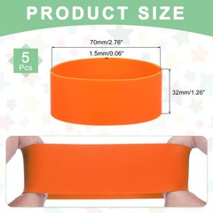 5Pcs Silicone Rubber Bands Non-slip 4.33 Inch Flat for Art, Orange