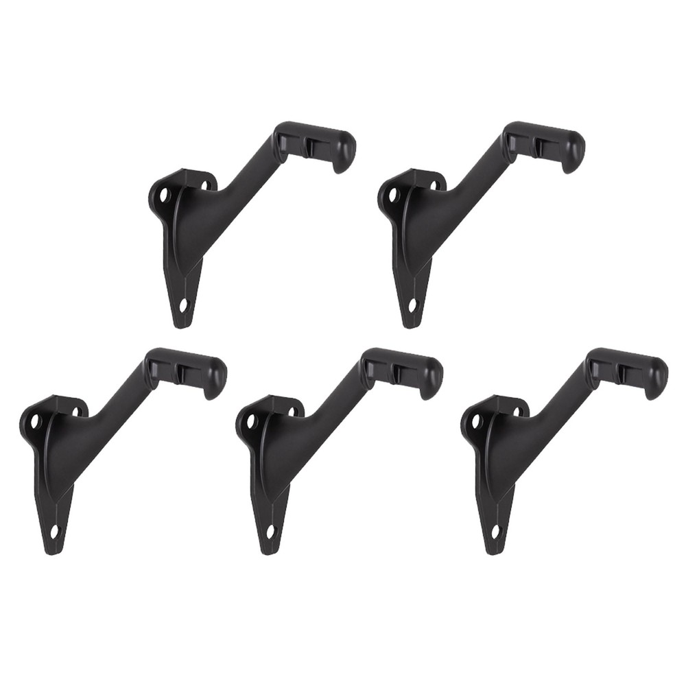 5-Pack Standard Handrail Brackets for Stairways and Hallways, Matte Black – ,…