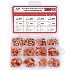 360 Pcs Copper Washers M5, M6, M8, M10, M12, M14, Washers-360Pcs