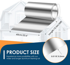 Aluminum Roll Flashing, 24” X 50′ Metal Roofing Roll for Roof and Garden, Preve