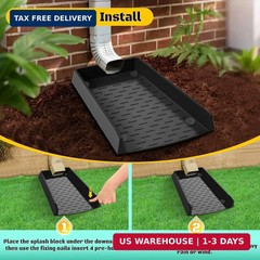 2 Pack Splash Blocks for Gutters Downspouts, 12″ Extra-Wide Rain Gutter Downspou