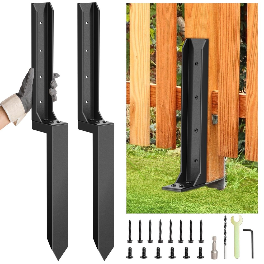 2 Pcs Fence Post Repair Kit, Heavy Duty Fence PostAnchor Ground Stakes for Repa