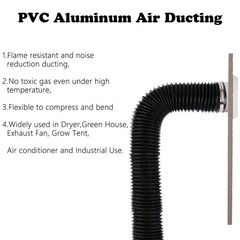 CABAX 4 Inch 5 Feet Air Ducting, Flexible Black Aluminum Vent Hose for HVAC V…