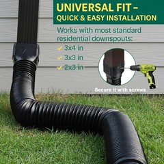 1 Pack Black-Rain Gutter Downspout Extensions, Downspout Extender for Rainwat…