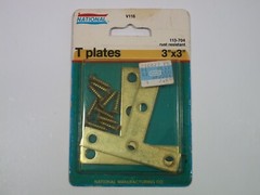T Plates 3″ X 3 ” National Hardware 2 Count Rust Resistant V116 Made in USA Vtg