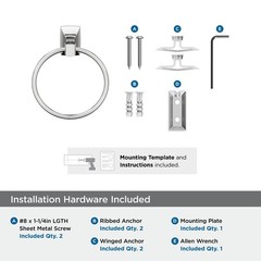 Amerock Bh3601226 Chrome Towel Ring 7-7/16 Inch 189 Mm Width Towel Holder