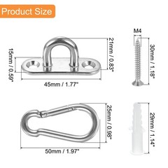 4 Pcs Pad Eye Plate, 1.8 Inch Stainless Steel Ceiling U Hooks with Screw, Silver