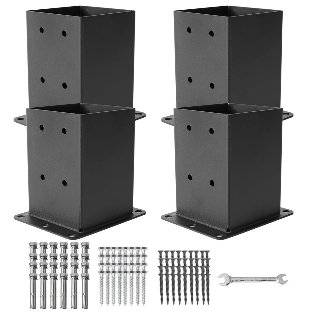 HeavyDuty 4×4 Post Base Brackets RustResistant Steel 3.6 Inch for Outdoor Pavi