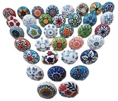 JGARTS 20 X Mix Vintage Look Flower Ceramic Knobs Door Handle Multicolor 2