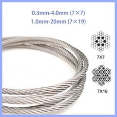 Stainless Steel AISI 304 Wire Rope Cable Rigging 0.5mm 0.6mm 0.8mm 1.0mm – 20mm